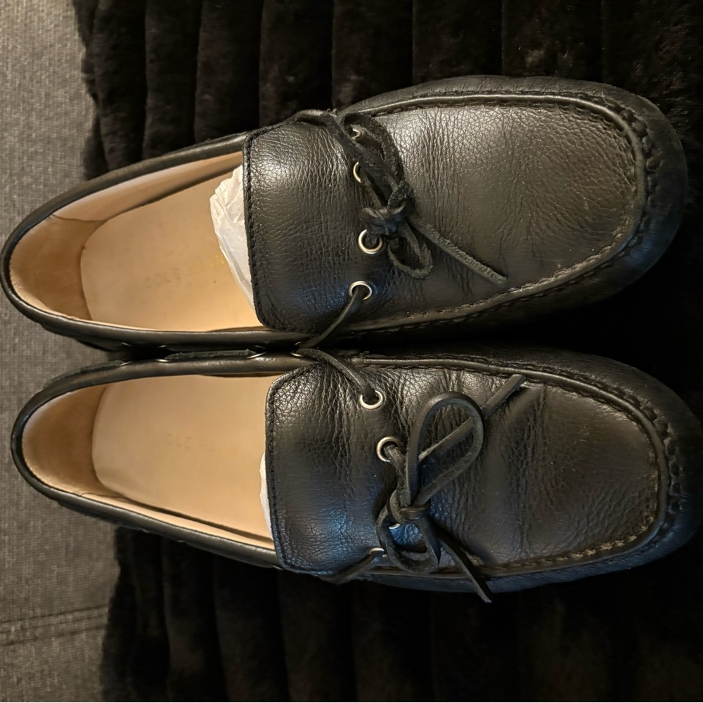 Ladies Black Leather Driver Loafers by Cole Haan